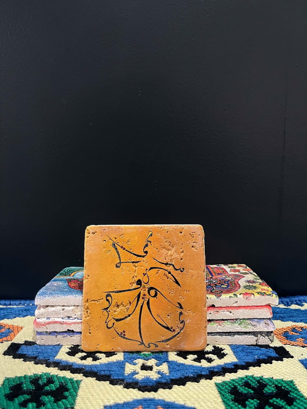 Vintage Stone Coasters Ancient Charm and Artistic Elegance