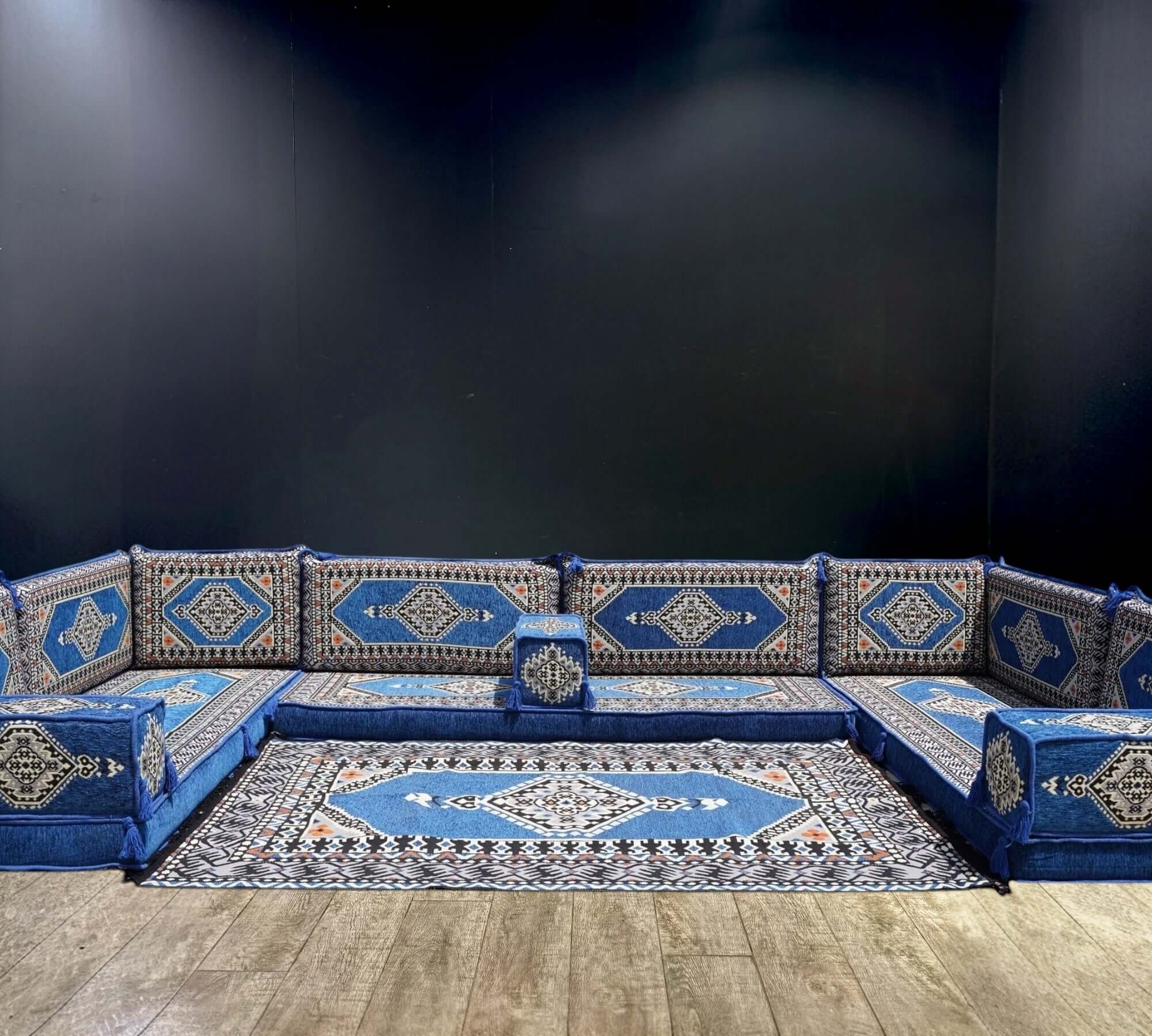 U-Shape Majlis Sofa Set-Bazaar G Rugs N Gifts