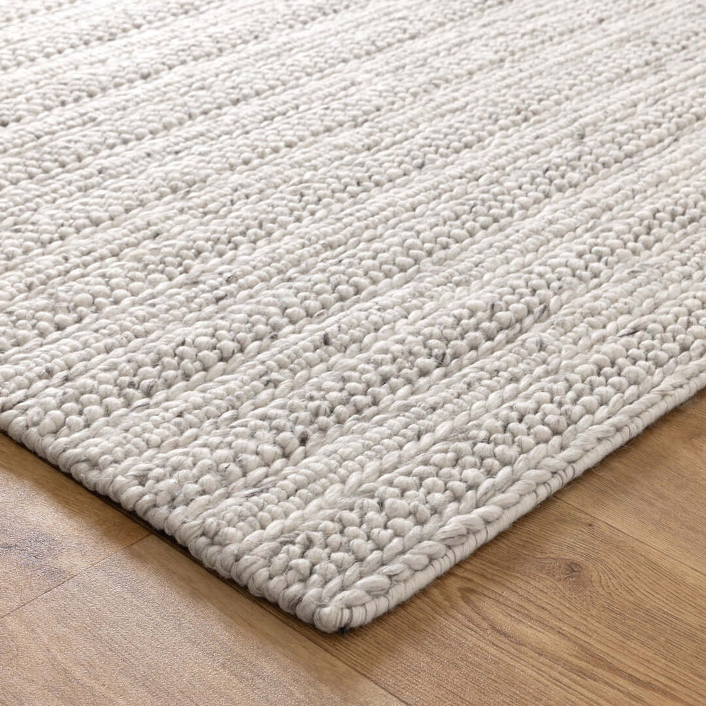 Privilege 001 Ivory wool rug - styled view