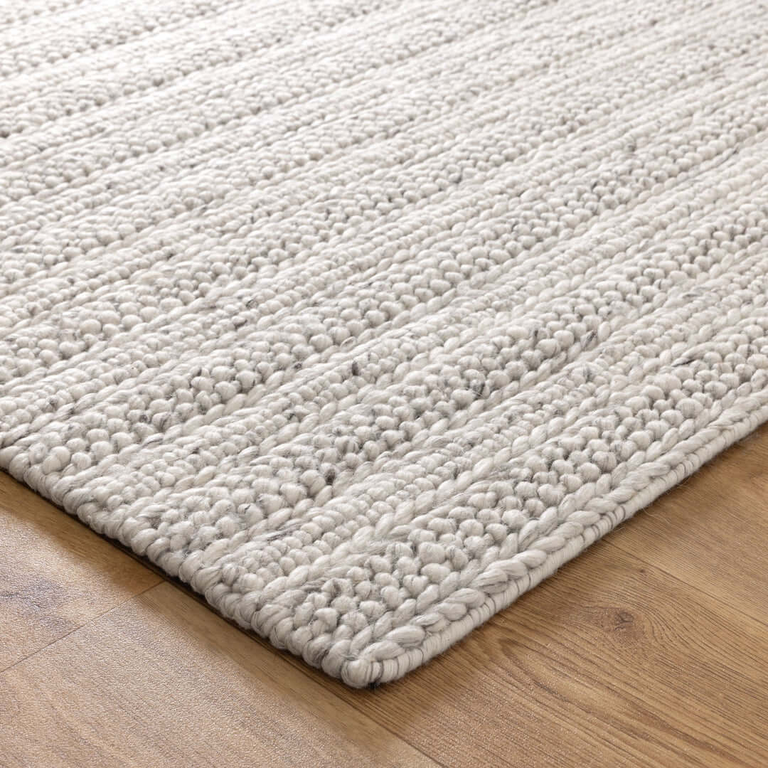 Privilege 001 Ivory wool rug - styled view