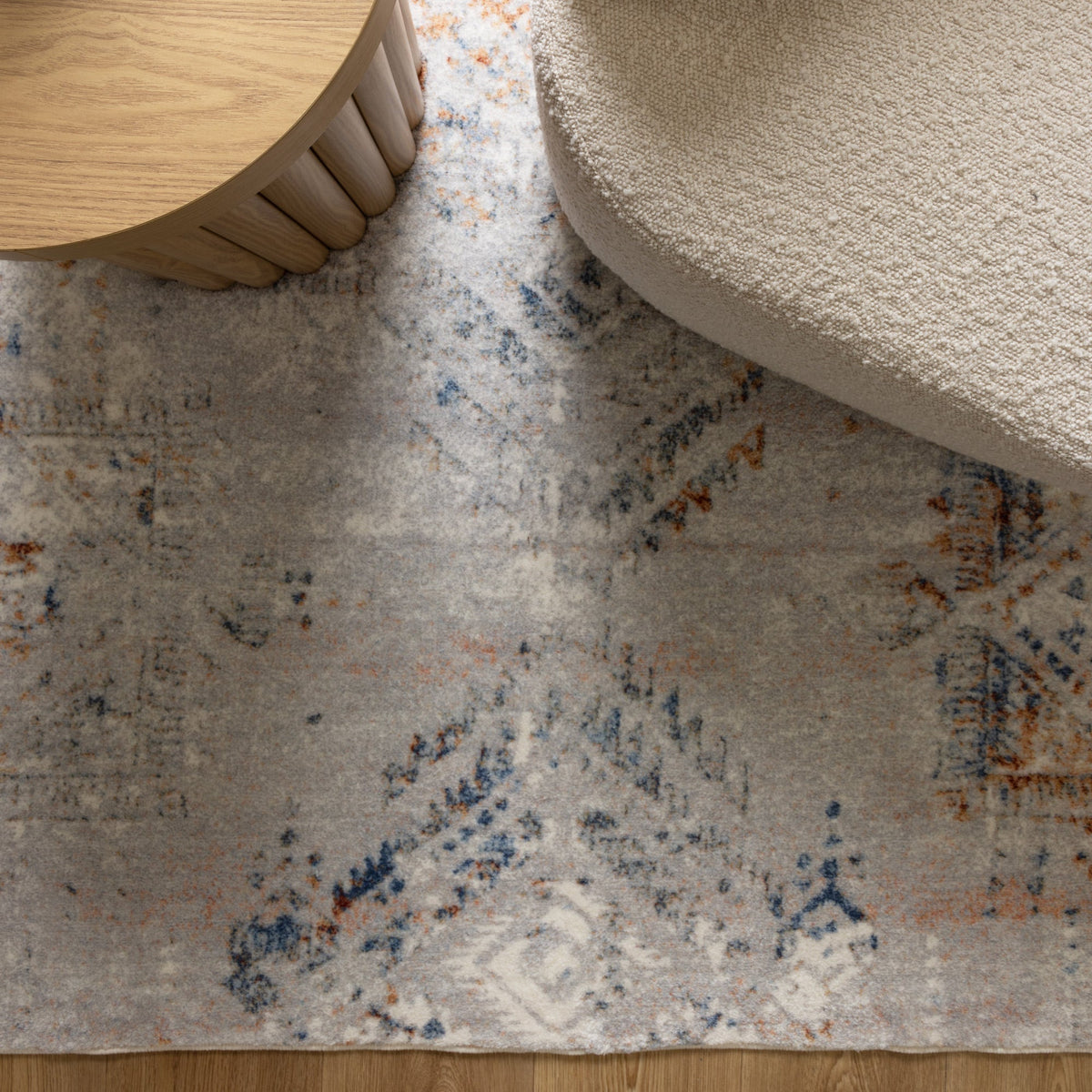Cloud Multicolour Ornate Washable Rug – view 5
