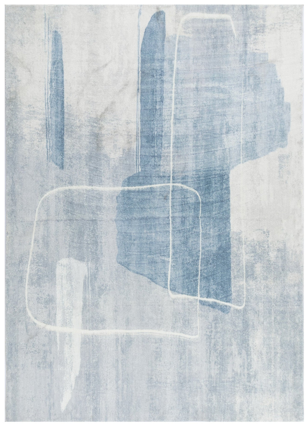 Cloud Blue Abstract Washable Rug – view 2