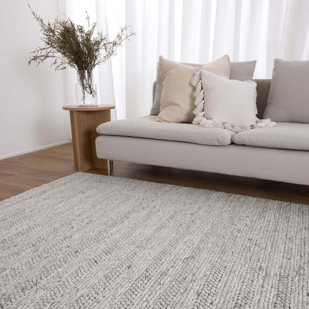 Privilege 001 Ivory wool rug - room setting