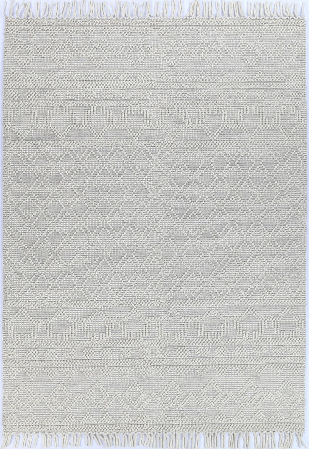 Perla Grey Wool Tribal Rug - PERL07 full rug view