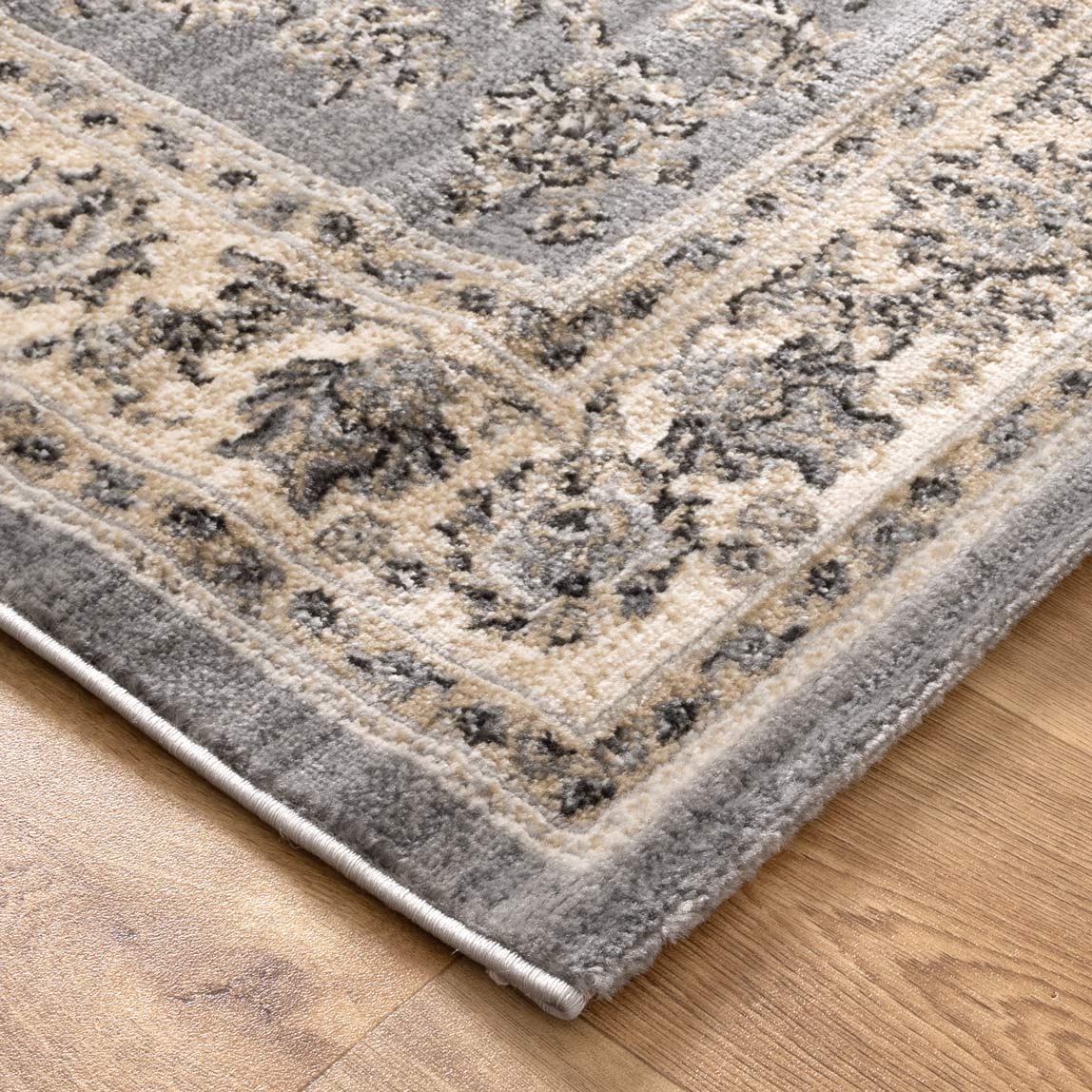 Arya Grey Cream Border Rug - 1691 GREY – view 3