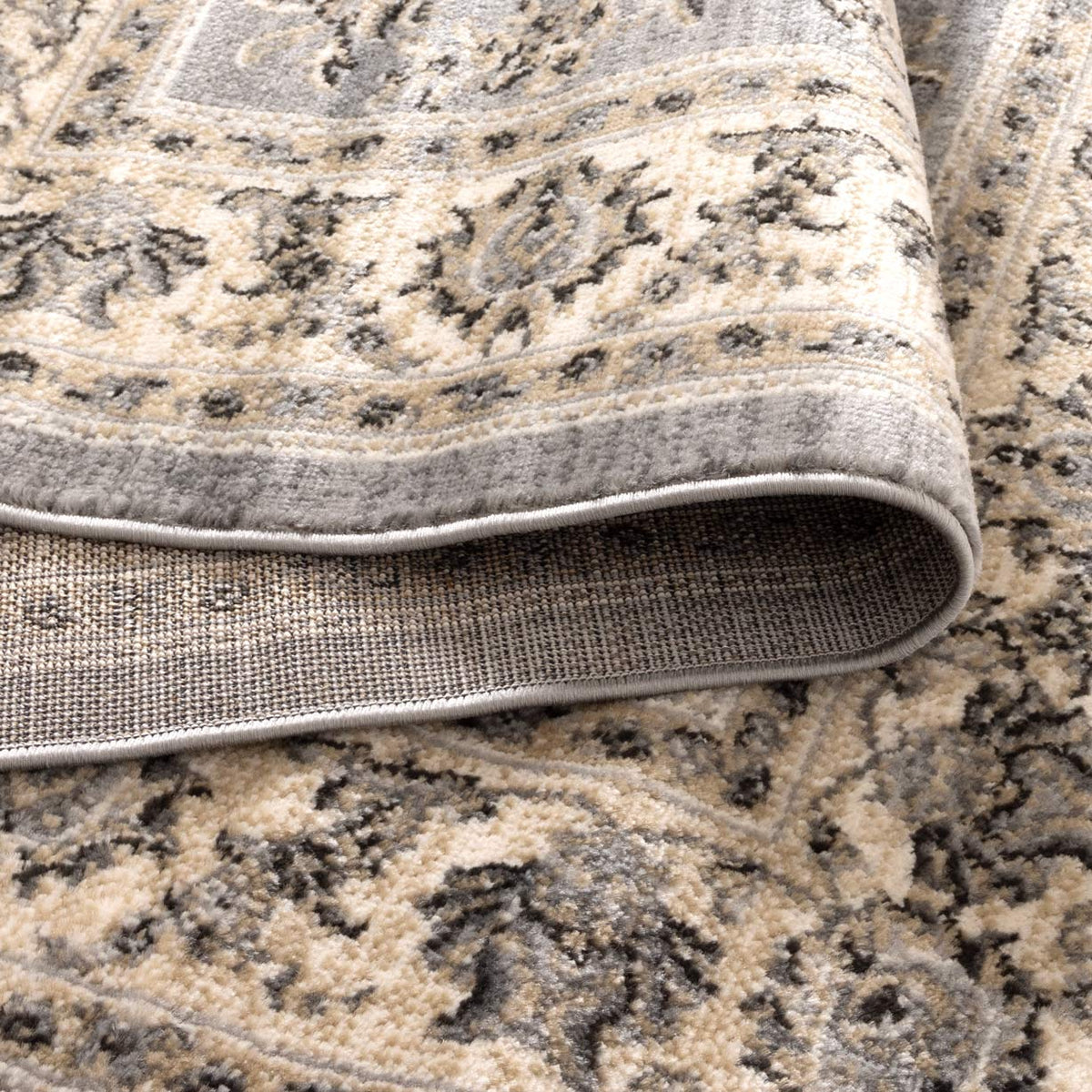 Arya Grey Cream Border Rug - 1691 GREY – view 4