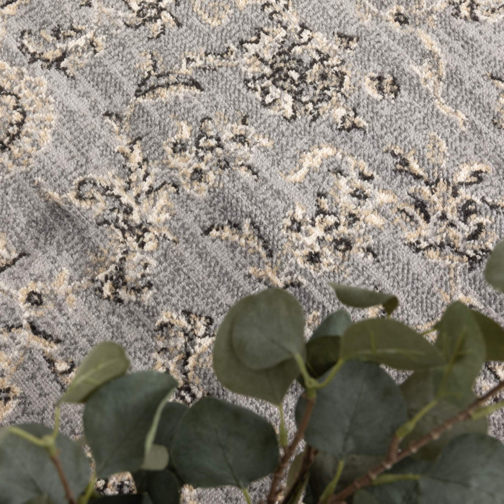Arya Grey Cream Border Rug - 1691 GREY – view 5