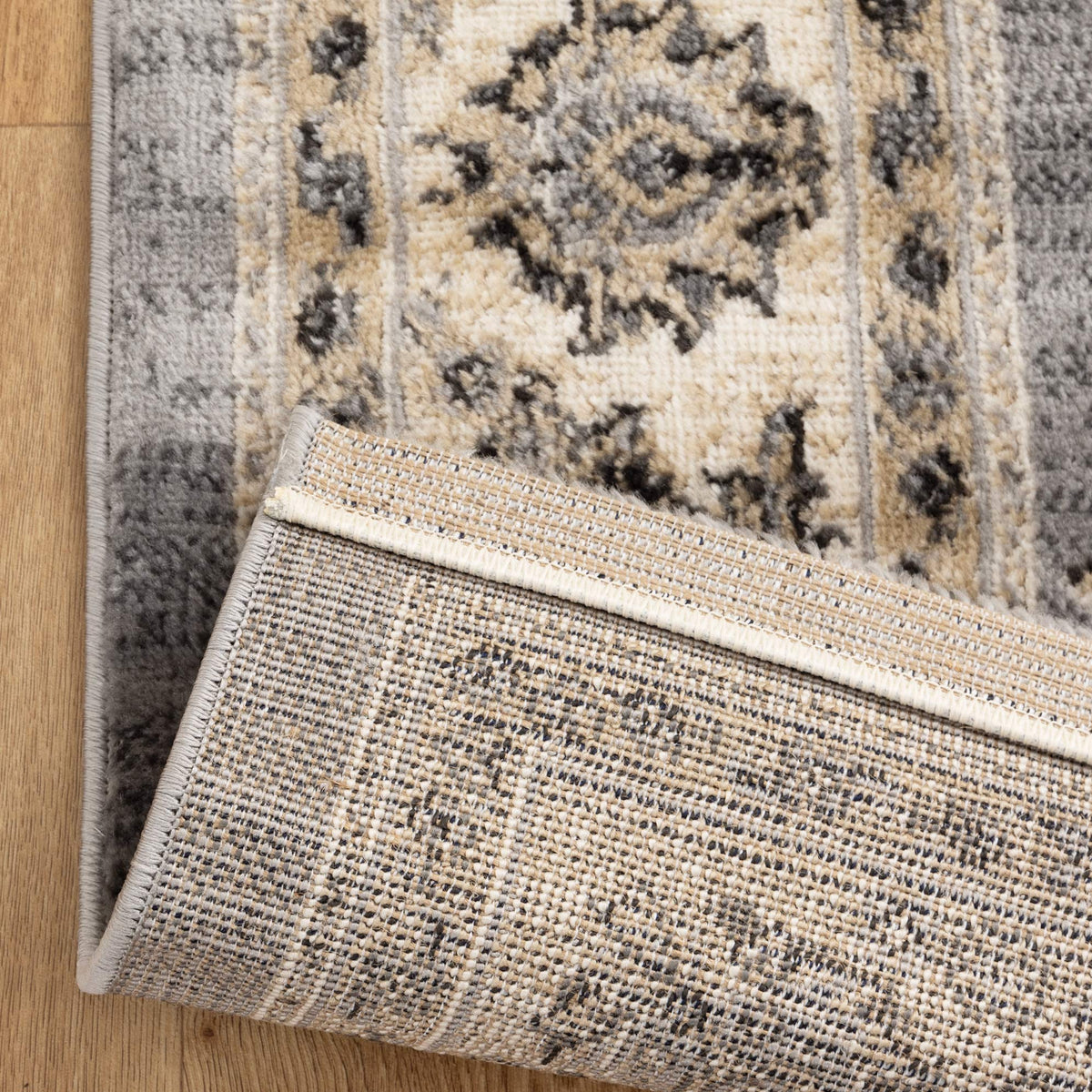 Arya Grey Cream Border Rug - 1691 GREY – view 6