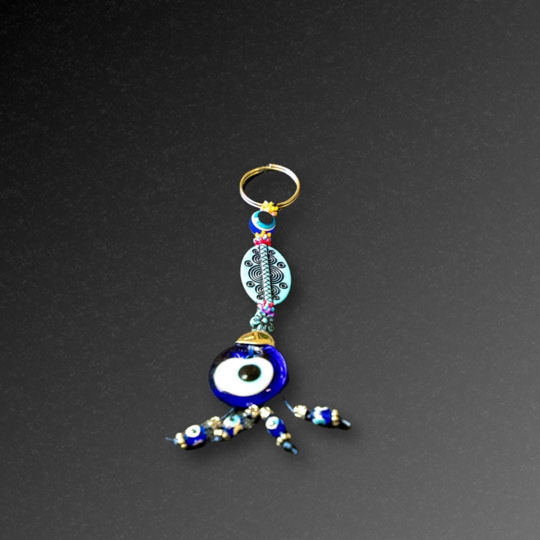 Aqua Evil Eye Keyring    