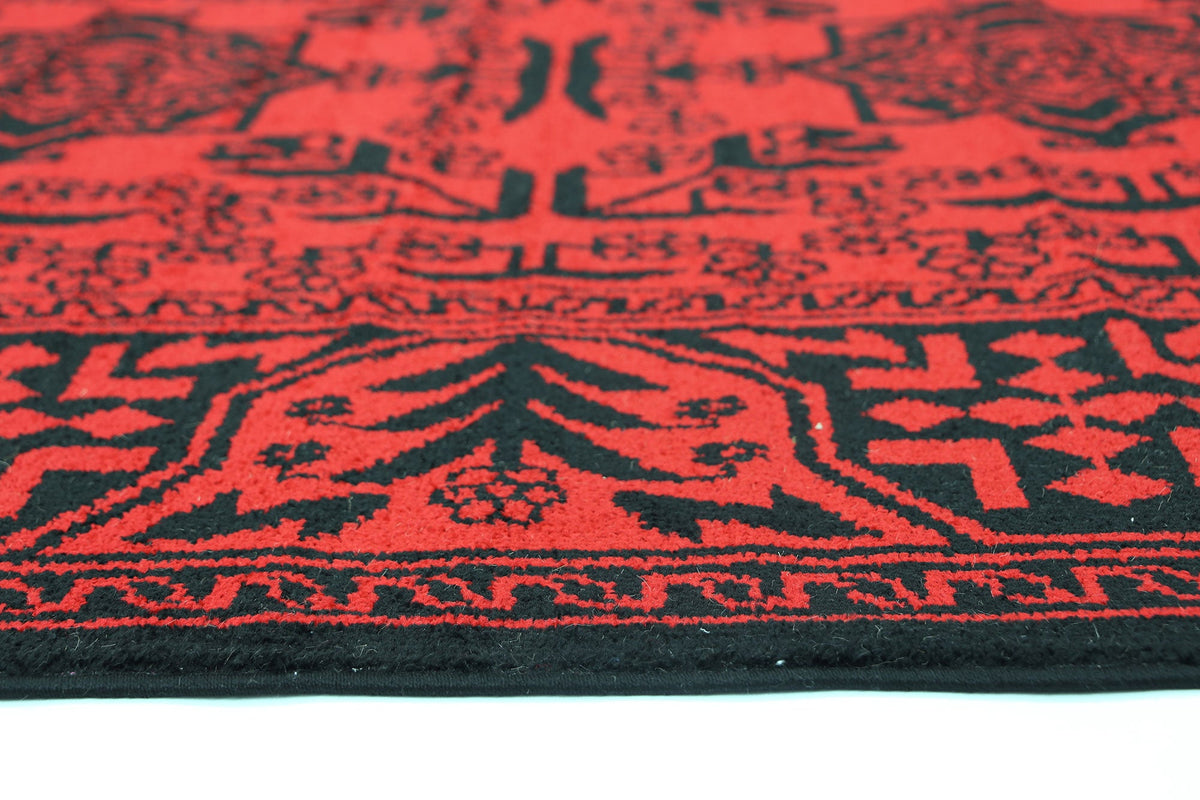 Tribe Red Black Geometric Rug - 18676 10 – view 3