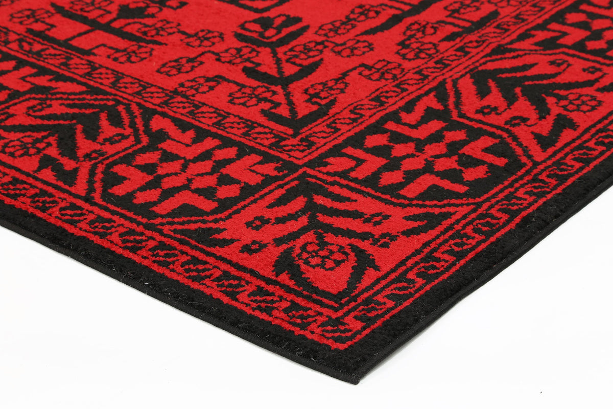 Tribe Red Black Geometric Rug - 18676 10 – view 4