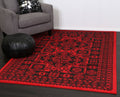 Tribe Red Black Traditional Rug - 18679 10 styled with furniture