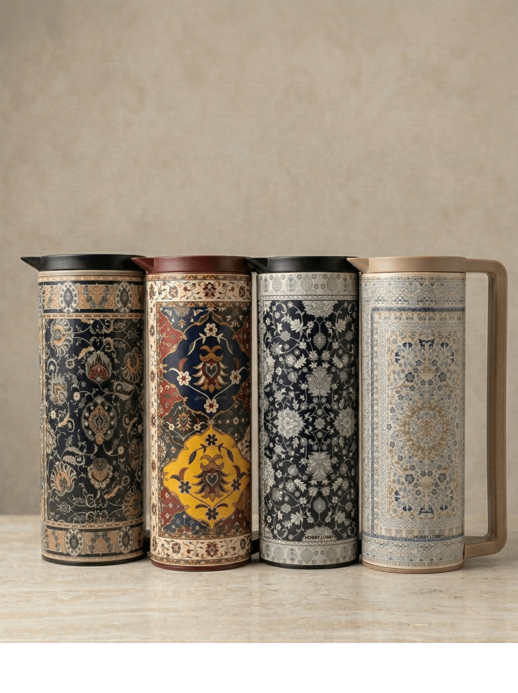 1L Vacuum Jug Stainless Steel – Turkish Design Thermal Carafe with elegant traditional patterns