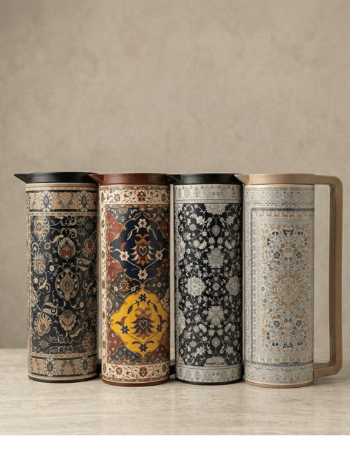 1L Vacuum Jug Stainless Steel – Turkish Design Thermal Carafe with elegant traditional patterns
