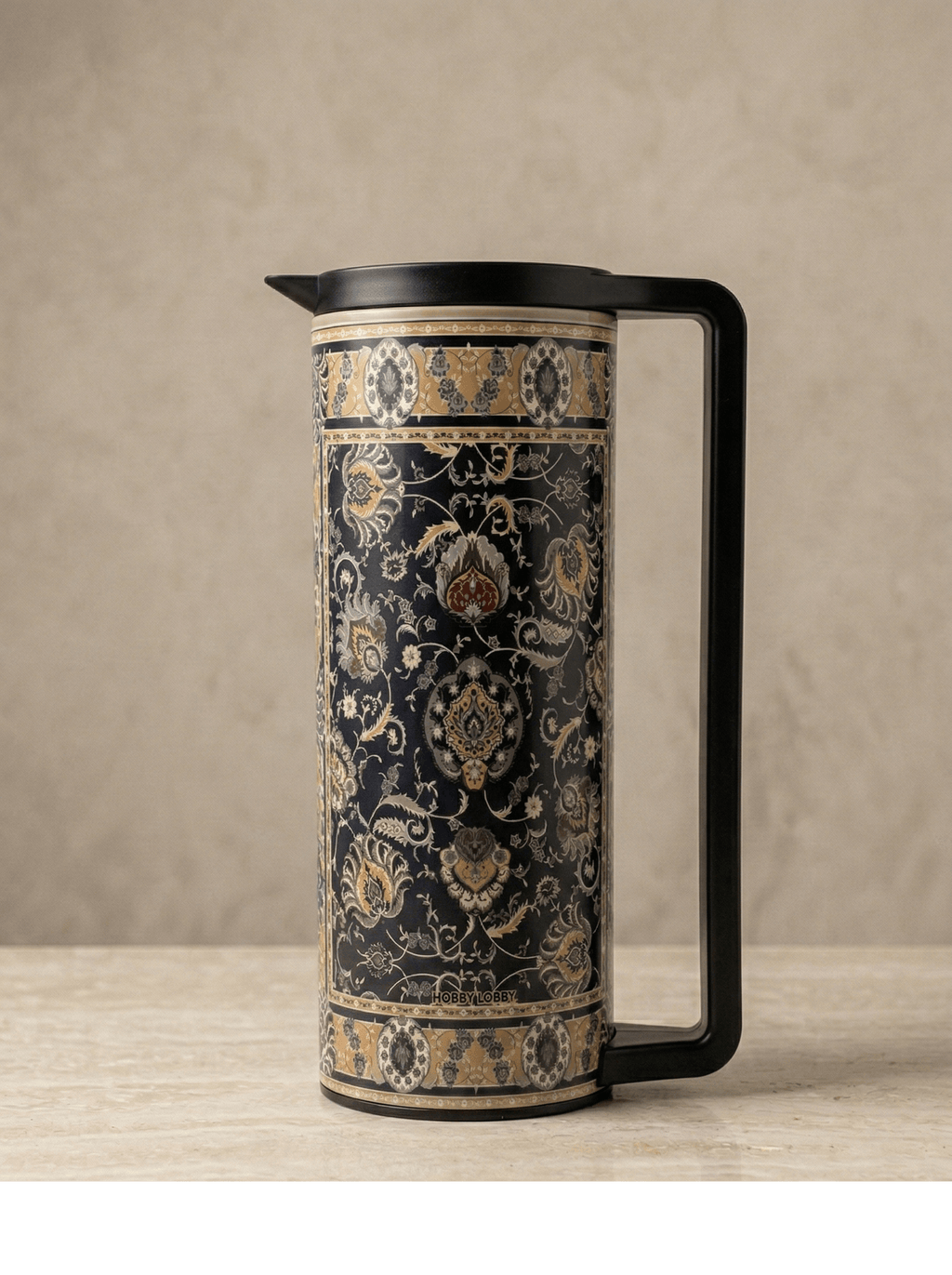 1L Vacuum Jug Stainless Steel – Elegant Turkish design thermal carafe with traditional patterns.