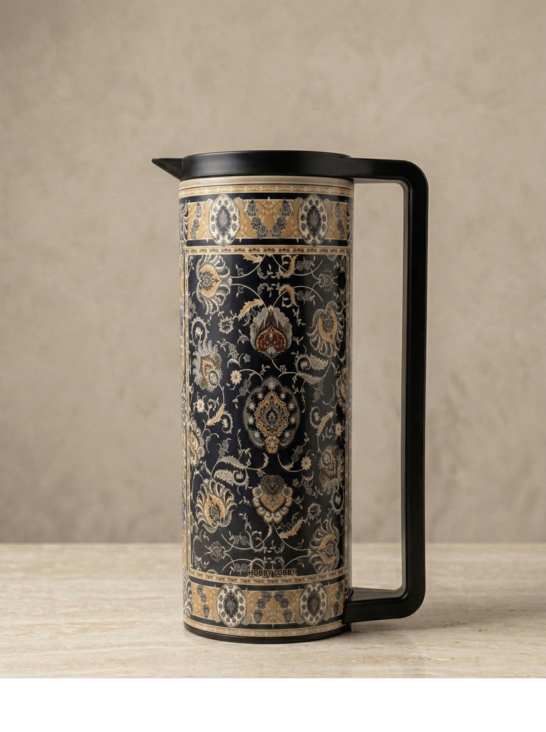 1L Vacuum Jug Stainless Steel – Elegant Turkish design thermal carafe with traditional patterns.