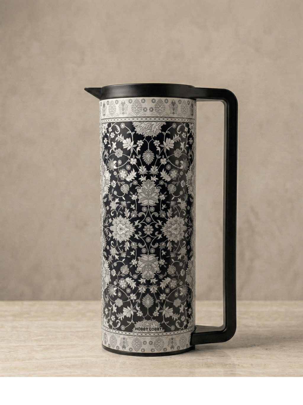 1L Vacuum Jug Stainless Steel with elegant Turkish design and traditional patterns on a neutral background.