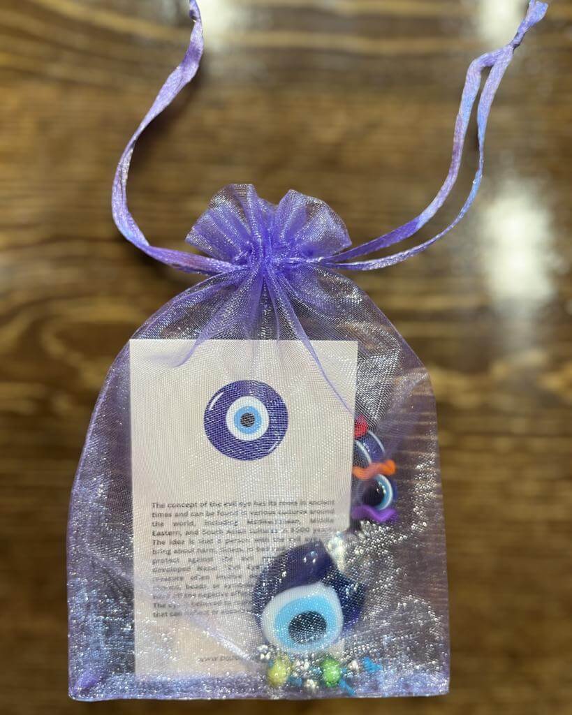 Aqua Fish Evil Eye Keyring    