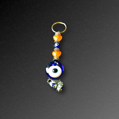 Orange Heart Evil Eye Keyring    