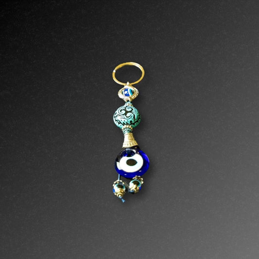 Orange Bead Evil Eye Keyring    