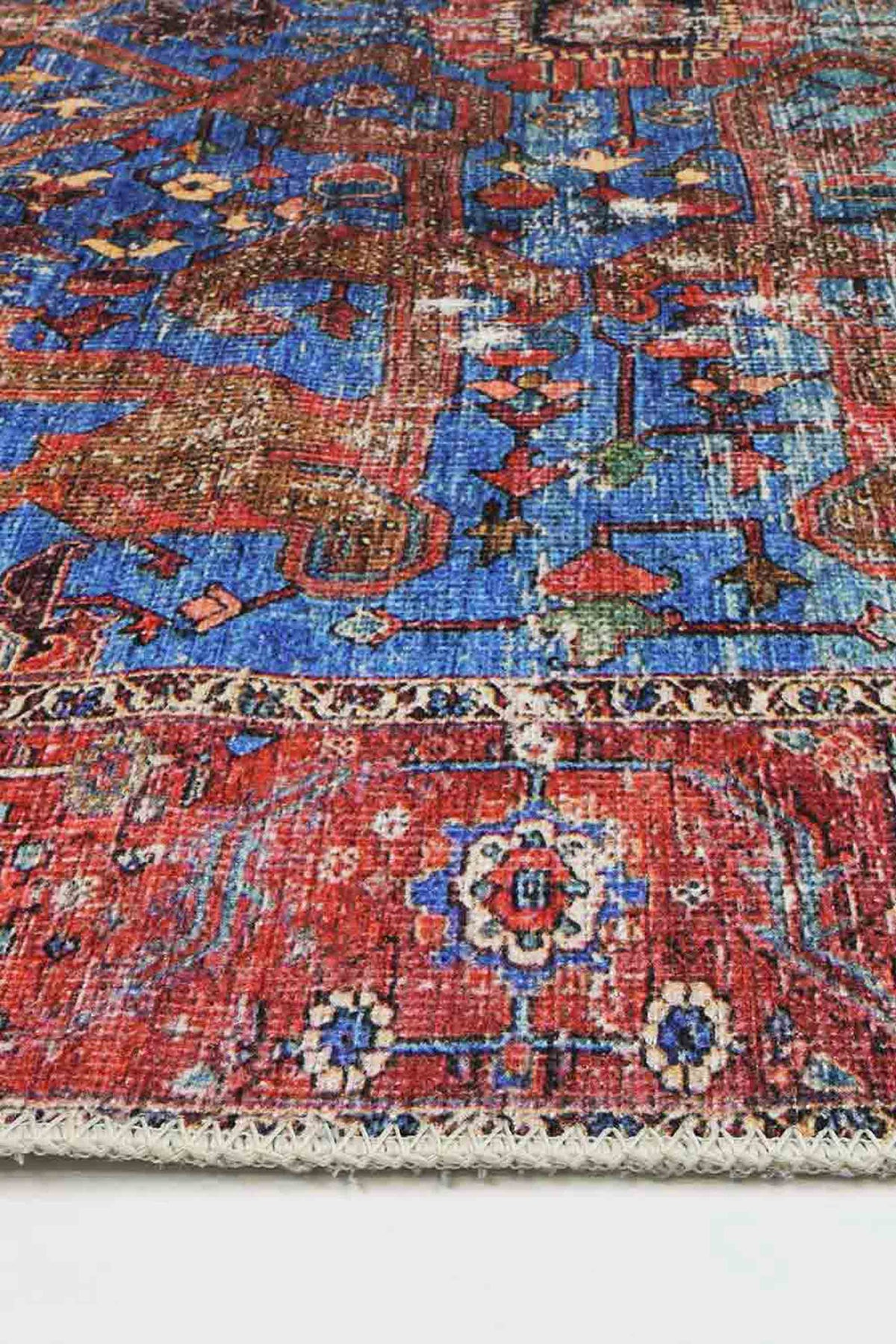 Vintage Crown Red Blue Washable Rug - HDJ2237-07 – view 3