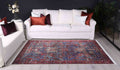Vintage Crown Red Blue Washable Rug - HDJ2237-07 styled with furniture