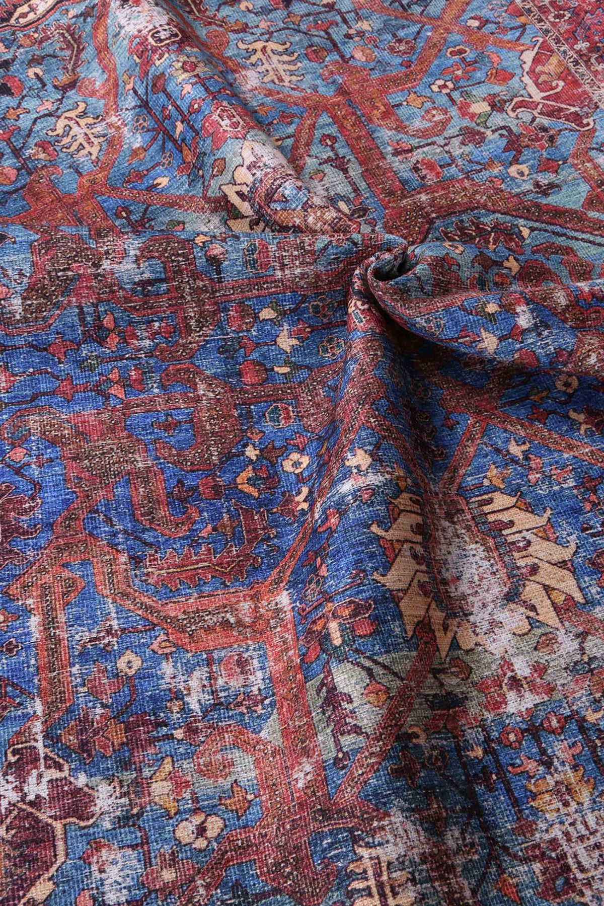 Vintage Crown Red Blue Washable Rug - HDJ2237-07 – view 8