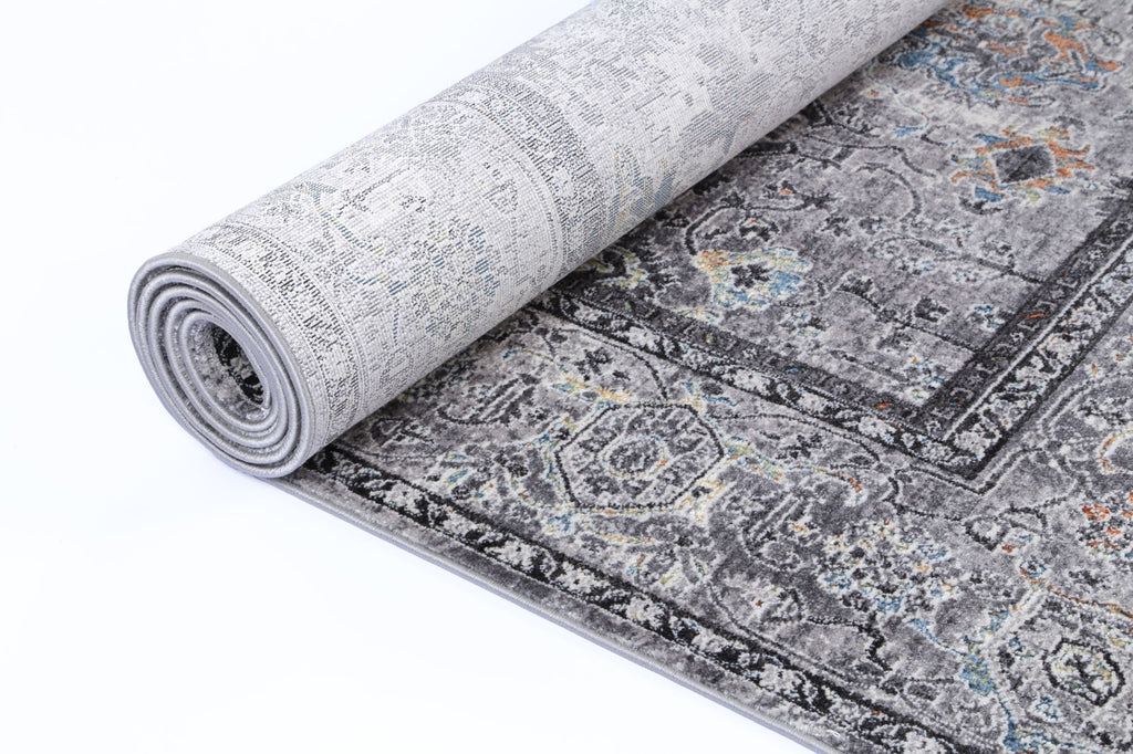 Almeras 23647-110 Grey Multicolour Floral Border Rug – view 6