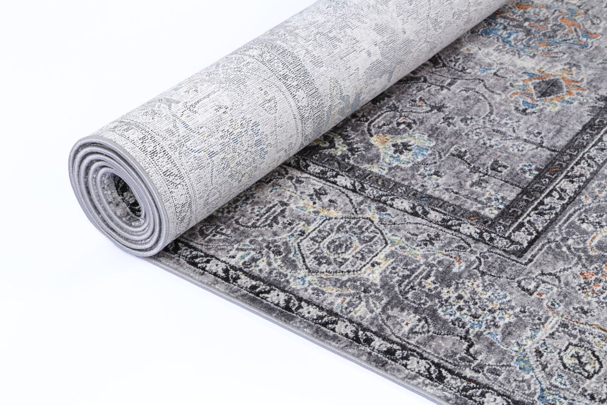 Almeras 23647-110 Grey Multicolour Floral Border Rug – view 6