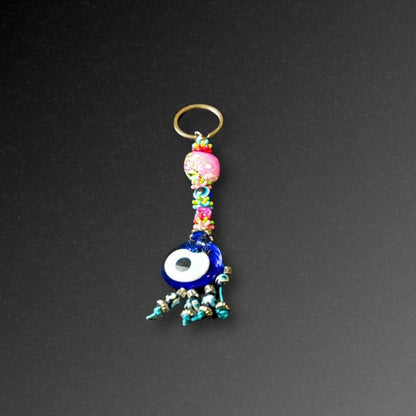 Pink Stone Evil Eye Keyring    