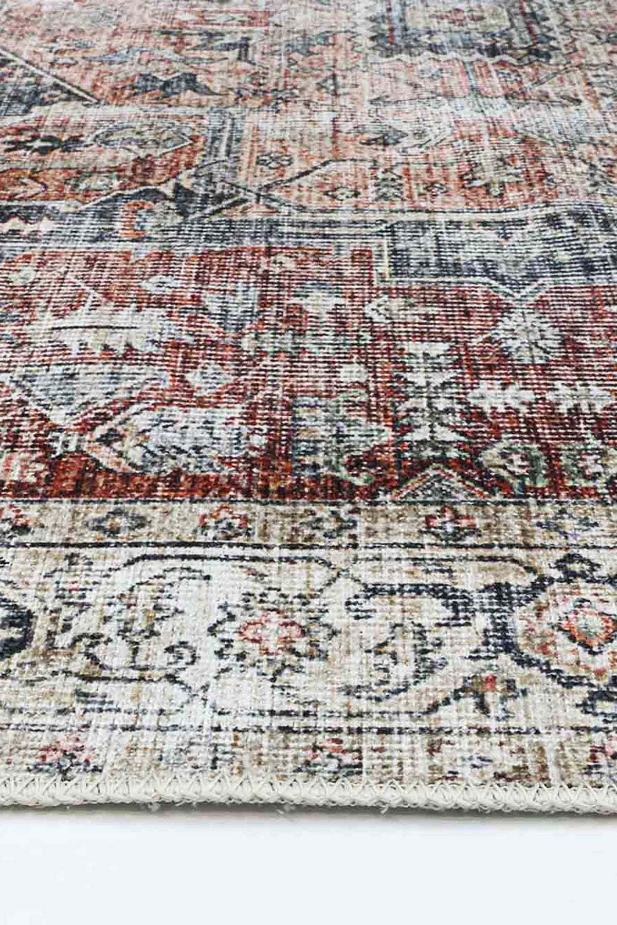 Vintage Crown Grey Multicolour Washable Rug - HDJ2848-07 – view 3