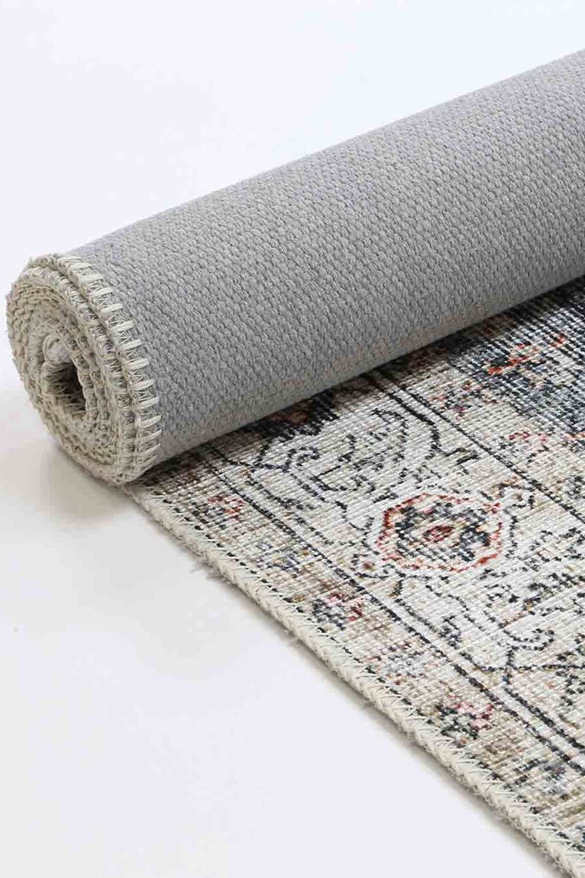 Vintage Crown Grey Multicolour Washable Rug - HDJ2848-07 – view 5