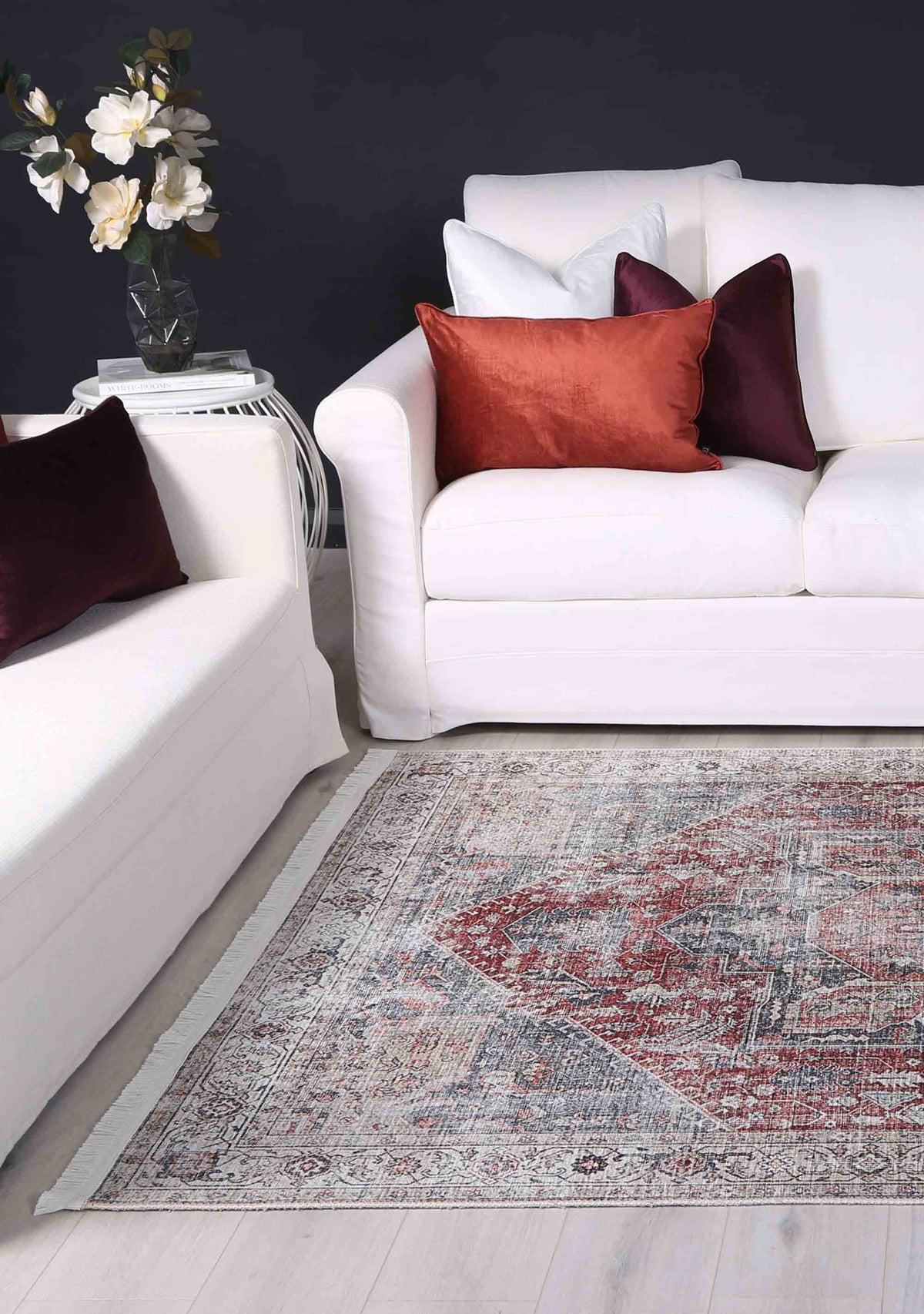 Vintage Crown Grey Multicolour Washable Rug - HDJ2848-07 – view 9
