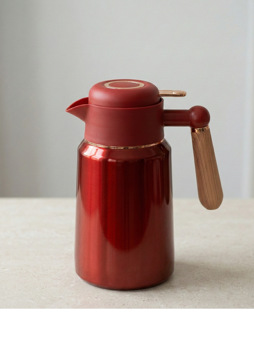 2L Vacuum Bottle Stainless Steel in red, designed to keep beverages hot or cold with an insulated body.