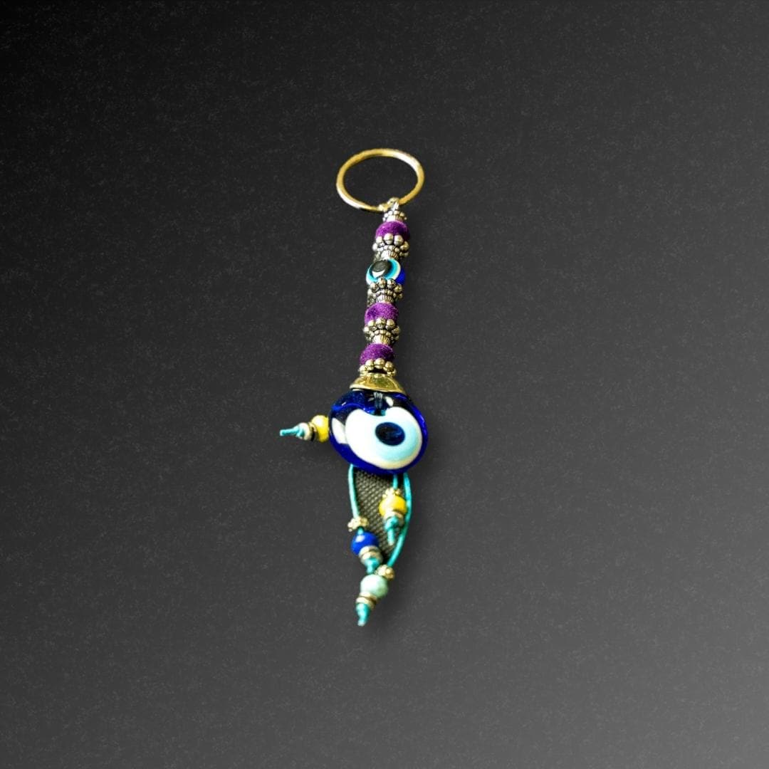 Purple Velvet Evil Eye Keyring    