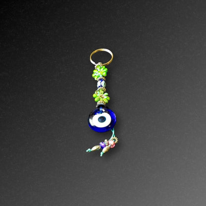 Green Flower Evil Eye Keyring