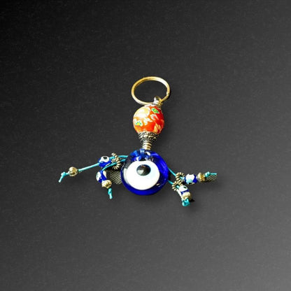 Floral Bead Evil Eye Keyring    