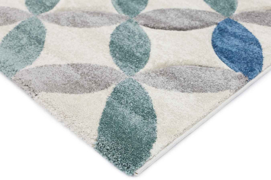 Yalda Blue Grey Geometric Rug - 17168 630 – view 3
