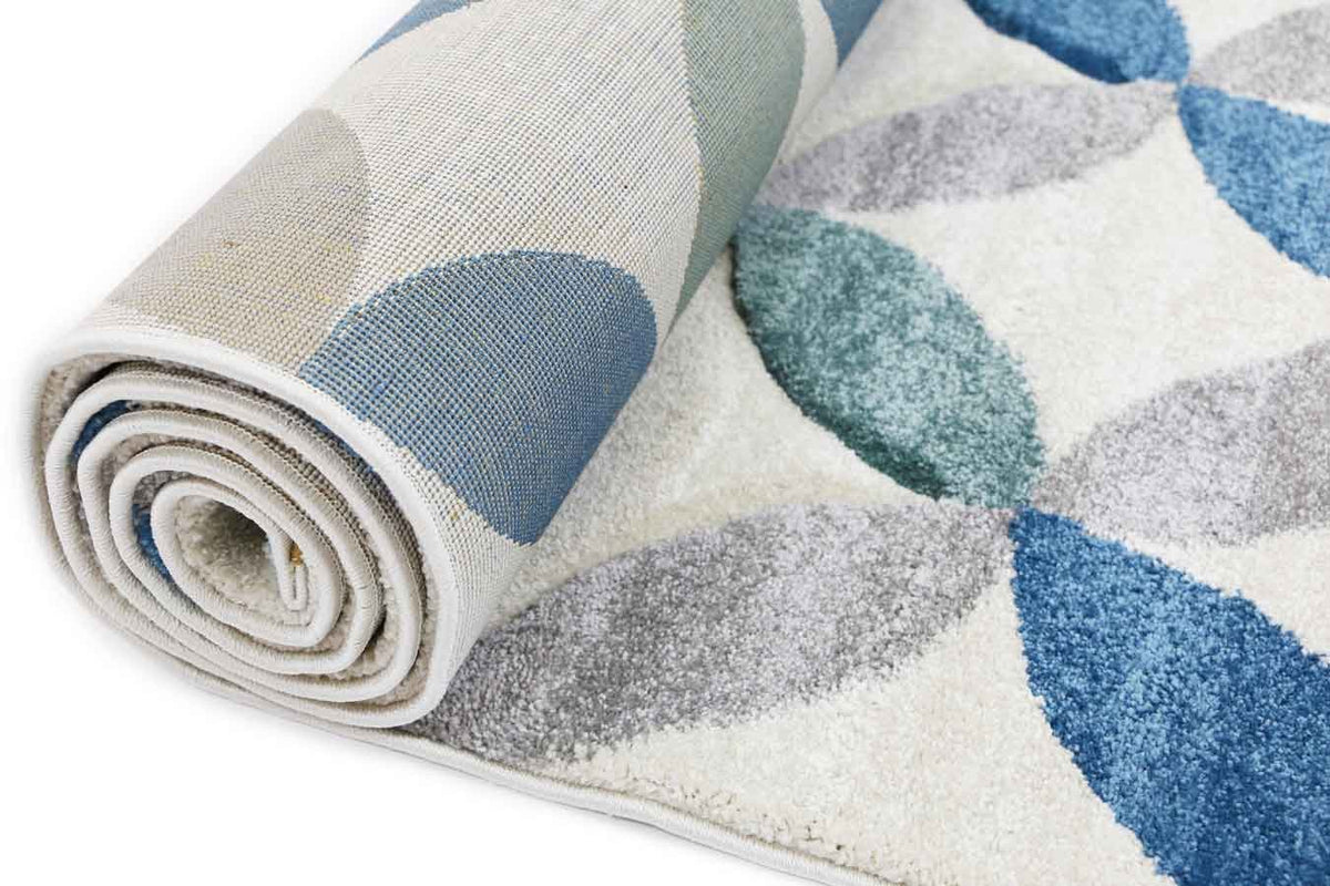 Yalda Blue Grey Geometric Rug - 17168 630 – view 4