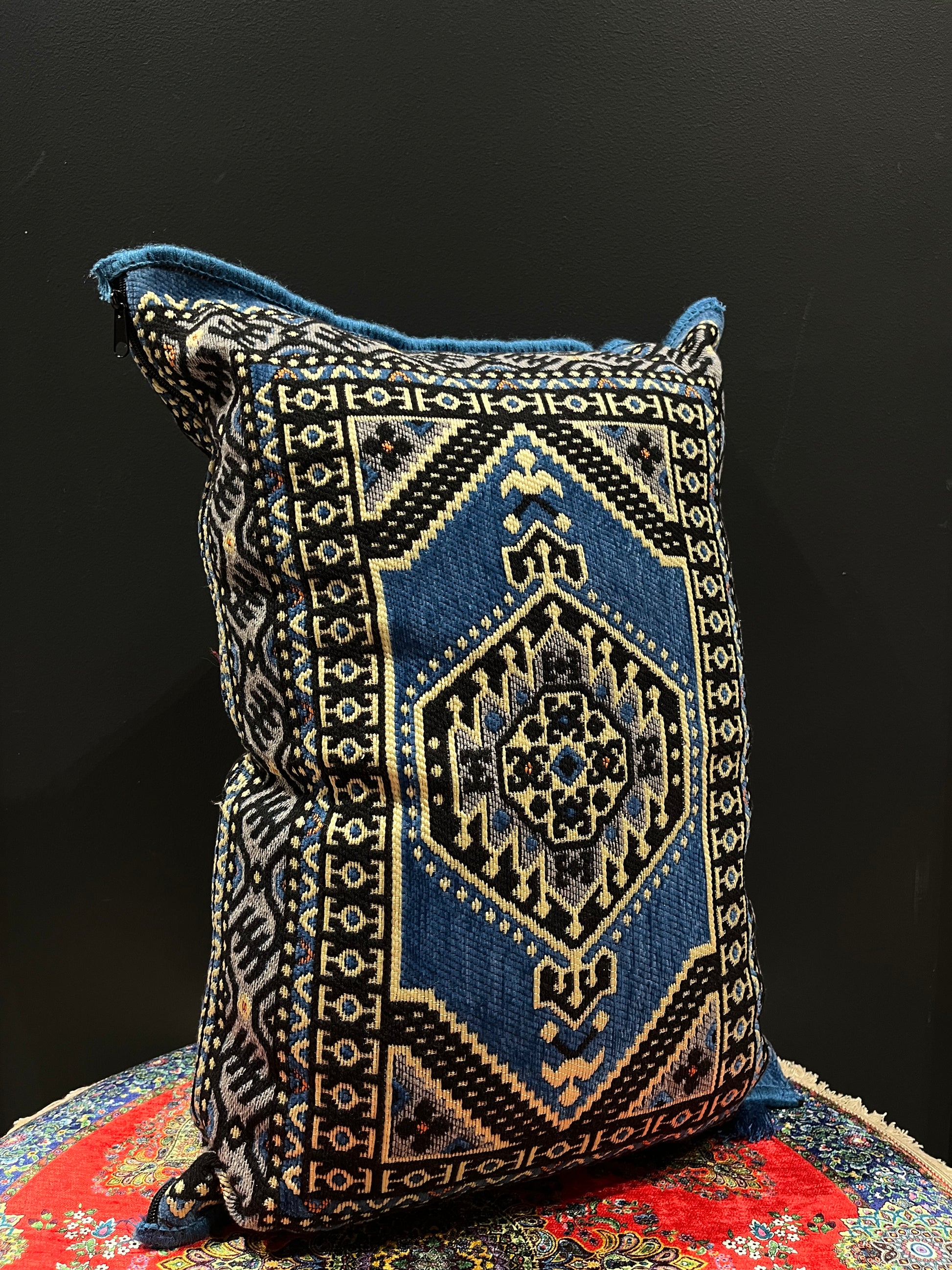 50x60 Pillow Cushion (Blue Classic)-This 50x60 Turkish pillow cushion is made with an elegant traditional design and features a firm cushion, making it both luxurious and unique. Its beautiful craftsmanship ensures a high quality that will last, making it