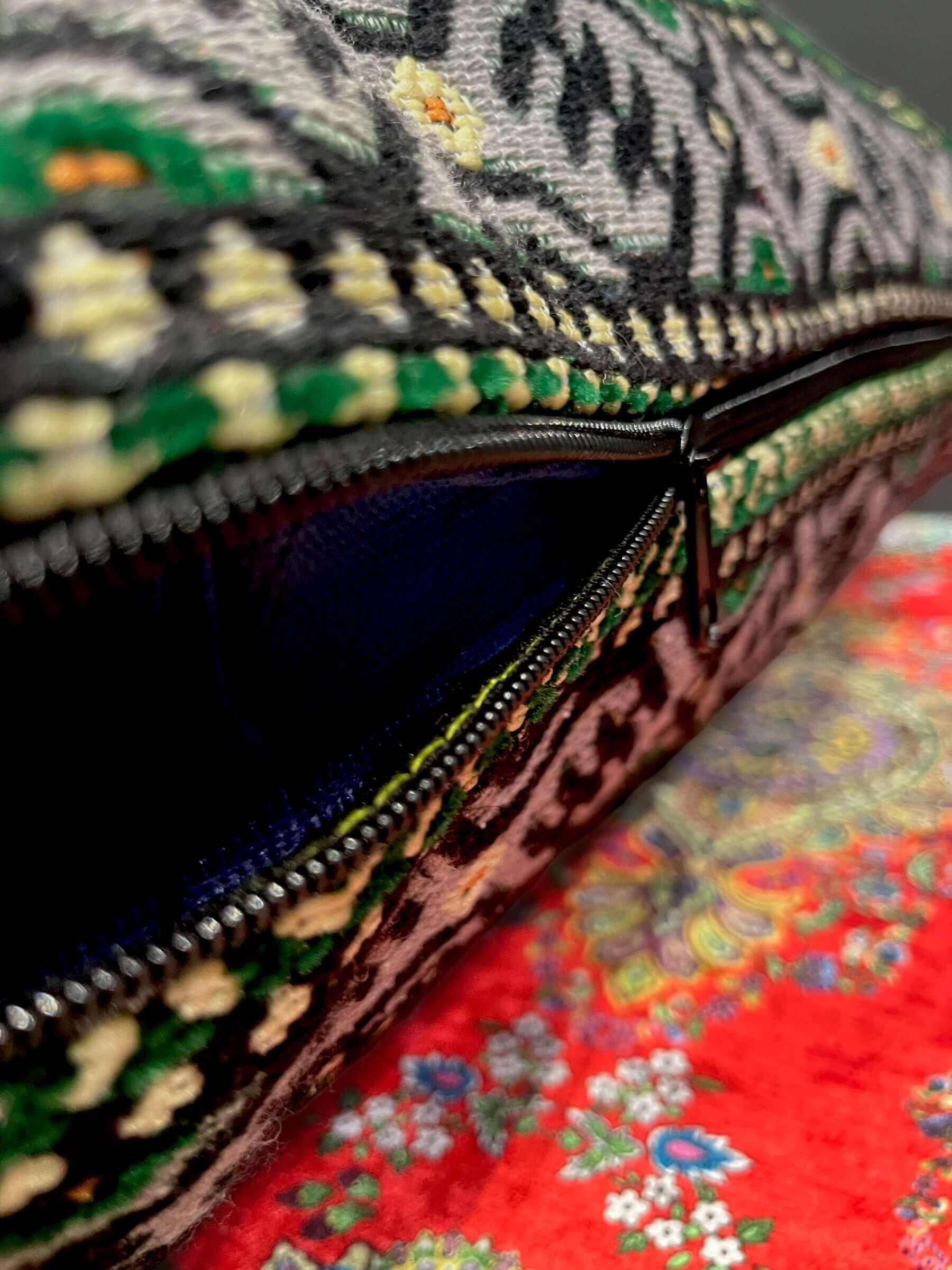 Traditional Turkish Pillow Cushion 50x60 with elegant pattern and zipper detail on a colorful background.