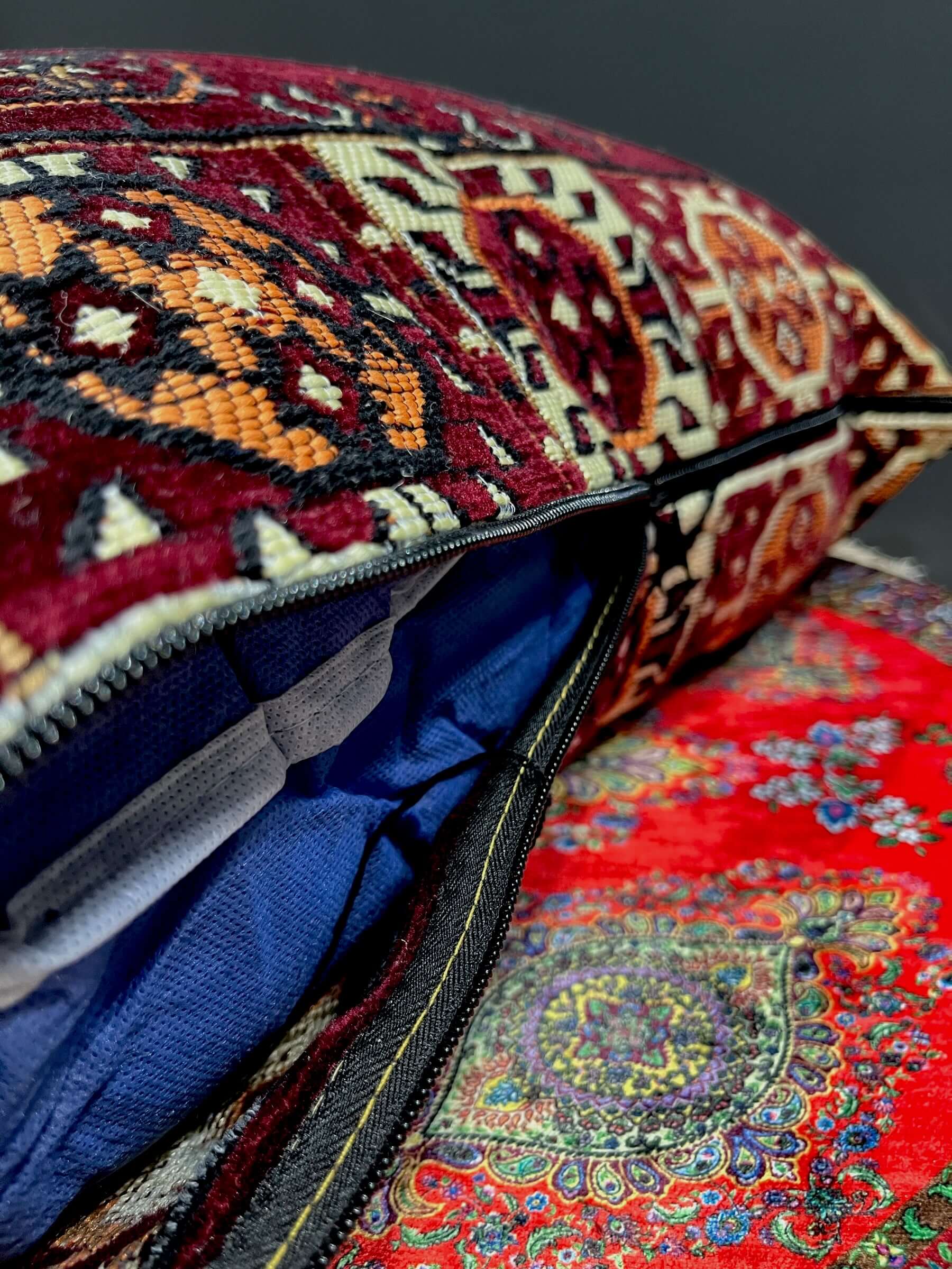 Traditional Turkish Pillow Cushion 50x60 interior details showcasing intricate patterns and quality craftsmanship.