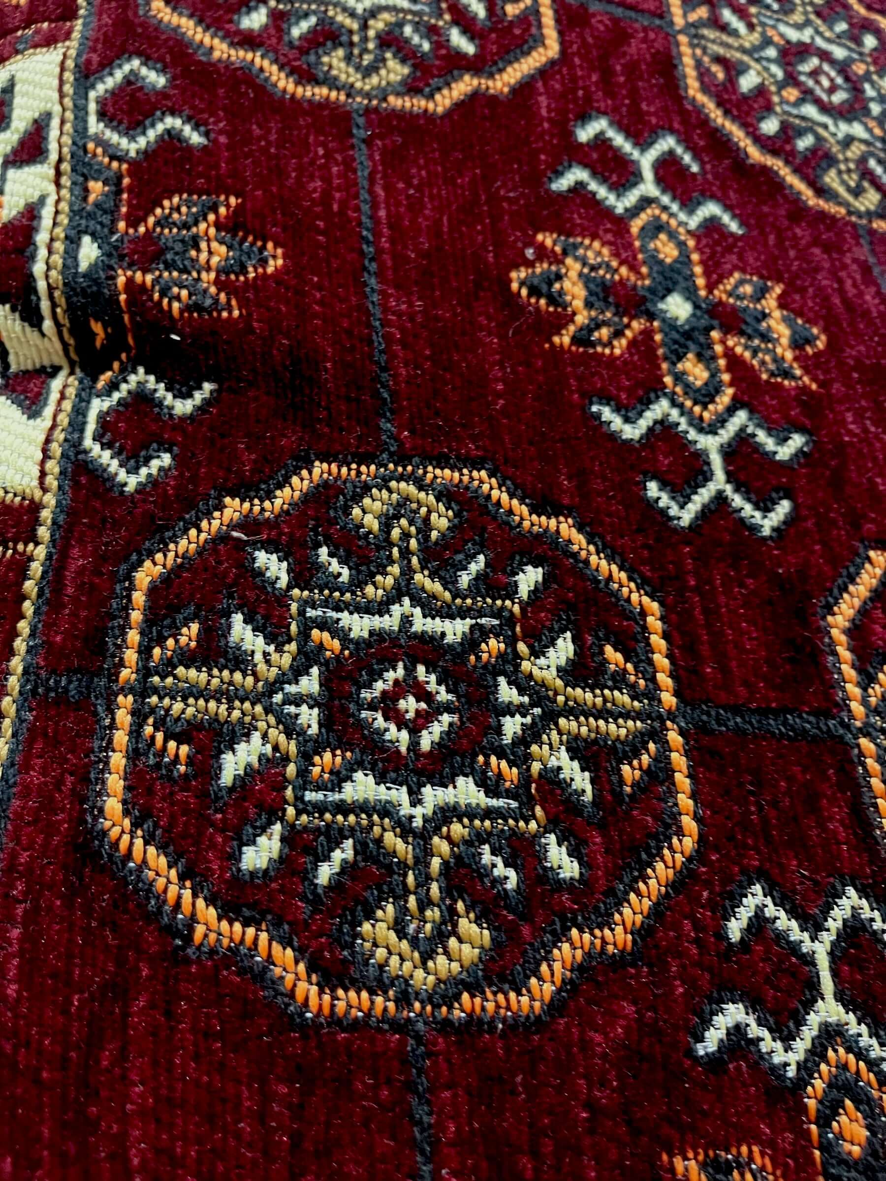 Traditional Turkish Pillow Cushion 50x60 design featuring intricate maroon diamond pattern.