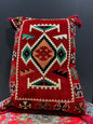 50x60 Pillow Cushion (Red with orange & green)-This 50x60 Turkish pillow cushion is made with an elegant traditional design and features a firm cushion, making it both luxurious and unique. Its beautiful craftsmanship ensures a high quality that will last