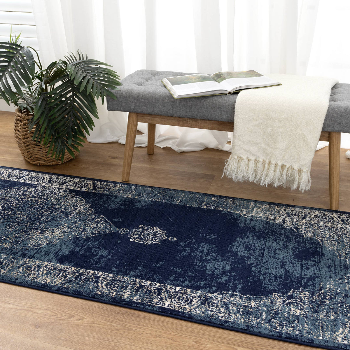 Arya Distressed Navy Rug - 6010 NAVY – view 9