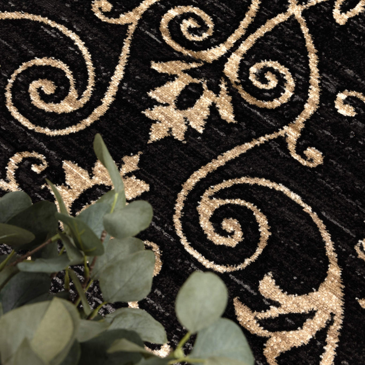 Arya 6095C Black Traditional Rug – view 6