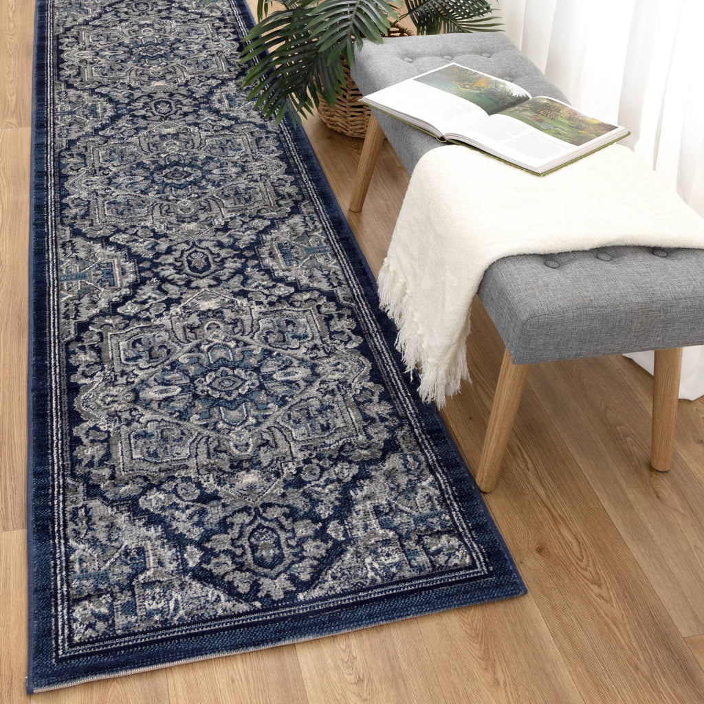Arya 6097B Navy Traditional Rug – view 9