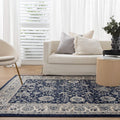 Arya Ziegler Navy Rug - 6282 NAVY styled with furniture