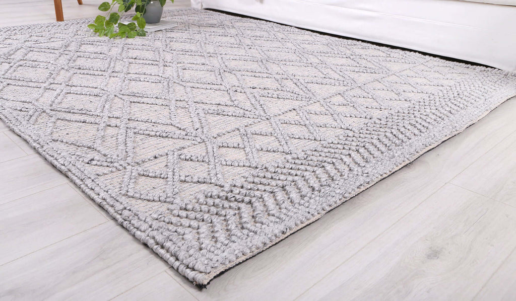 Himalaya Cobblestone Tribal Grey Wool Blend Rug room view