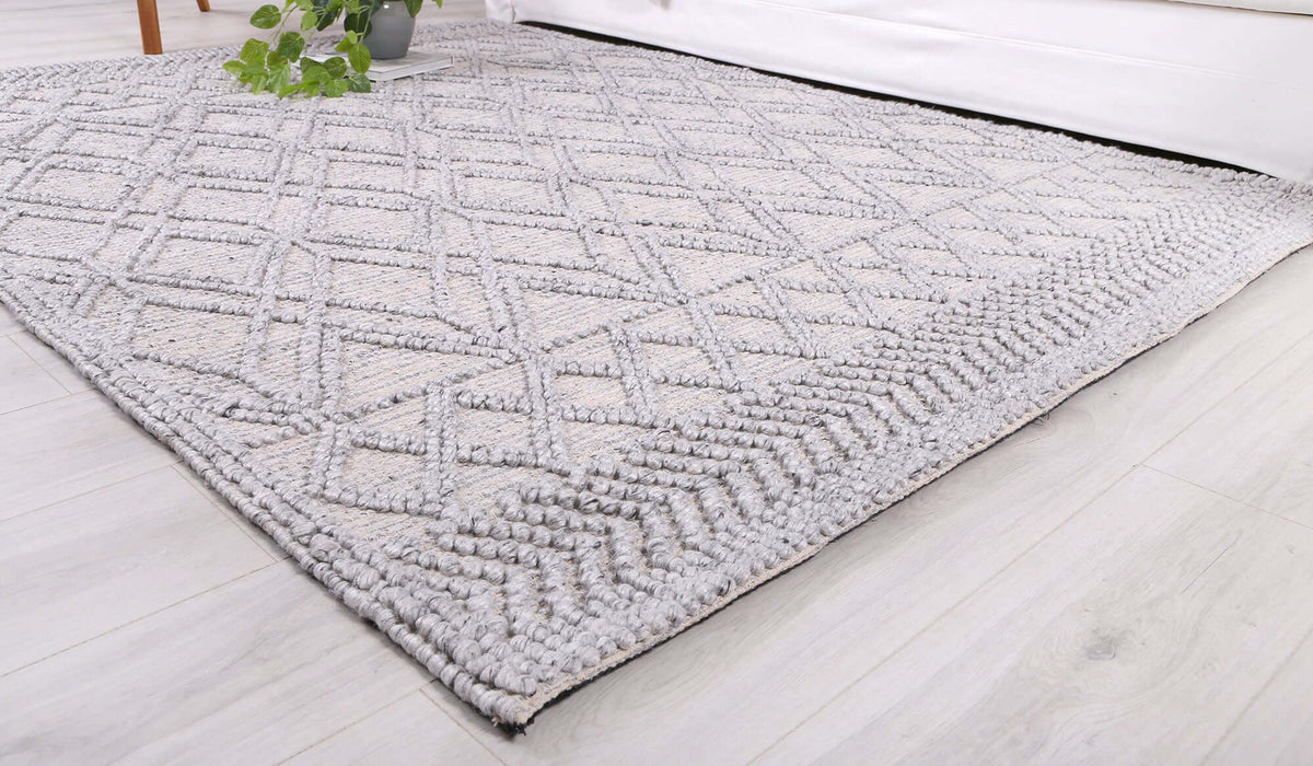 Himalaya Cobblestone Tribal Grey Wool Blend Rug room view